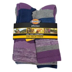 Dickies Women's All Day Comfort Dri-Tech Moisture Control Crew Socks‎ NEW